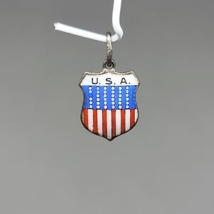 USA Enameled Travel Shield Silver Charm